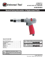 Предварительный просмотр 1 страницы Universal Tool UT8963ATT-11 General Safety Information & Replacement Parts