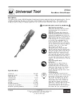 Preview for 1 page of Universal Tool UT9922 User Manual