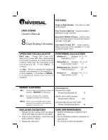 Preview for 1 page of Universal UNV -35809 Owner'S Manual