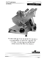 Preview for 1 page of Univex 9512 MAX Series Instruction Manual