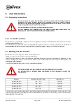 Preview for 12 page of Univex Silver VE 160 Operation Manual