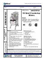 Univex Swing Ring SRM20 Specifications preview