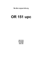 Preview for 1 page of UPC OR 151 Manual