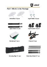 Предварительный просмотр 2 страницы Upland Umbrella Continuous Lighting Kit Quick Start Manual