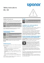 Uponor 1121082 Safety Instructions preview