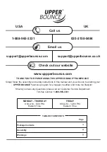 Preview for 2 page of Upper Bounce UBSF01-55 Assembly, Installation, Care, Maintenance, And Use Instructions