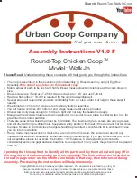 Preview for 1 page of Urban Coop Company Round-Top Chicken Coop Walk-In Assembly Instructions Manual