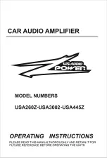 US Audio USA260Z Operating Instructions Manual preview