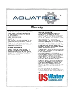 Preview for 17 page of US Water Systems Aquatrol 075-AQF-CX Owner'S Manual