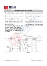 Предварительный просмотр 8 страницы US Water Systems Flexx Oxi-Gen FX-150 Owner'S Manual