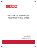 usha FH 3112 PTC Instruction Manual And Warranty Card предпросмотр