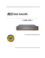 UTAH SCIENTIFIC 100-3 Set Up And Operation Manual preview