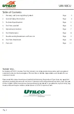 Preview for 2 page of UTILCO UM-50CU Instruction Manual