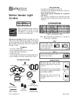 Utilitech Motion Sensor Light Control UT-5105-BZ Owner'S Manual preview