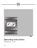 Предварительный просмотр 1 страницы V-ZUG BCSEPZ60 Operating Instructions Manual