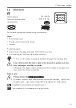 Preview for 21 page of V-ZUG MWCXSL60g Operating Instructions Manual