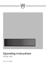 Preview for 1 page of V-ZUG VS 60 144 Operating Instructions Manual