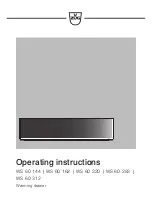 Предварительный просмотр 1 страницы V-ZUG WS 60 144 Operating Instructions Manual