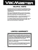 Preview for 20 page of Vacmaster SVP-20 Operator'S Manual