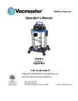 Vacmaster VQ607SFD Operator'S Manual preview