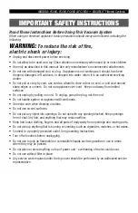 Preview for 3 page of Vacuflo FC1550 Operating Instructions Manual