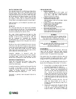 Предварительный просмотр 3 страницы Vag 221-D Installation, Operation And Maintenance Manual