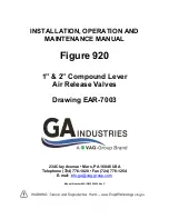 Preview for 1 page of Vag GA 920 Installation, Operation And Maintenance Manual