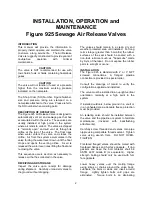 Предварительный просмотр 2 страницы Vag GA INDUSTRIES FIGURE 925 Installation, Operation And Maintenance Manual