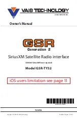 Предварительный просмотр 1 страницы Vais Technology GSR Generation 2 GSR-TY52 Owner'S Manual