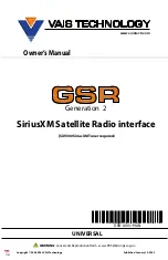 Preview for 1 page of Vais Technology GSR SiriusXM SXV300 Owner'S Manual