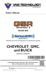 Vais Technology SiriusXM CHEVROLET Owner'S Manual preview