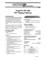 Valcom IP Solutions PagePro VIP-204 User Manual preview