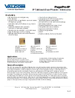 Valcom PagePro IP VIP-172L-Brass Technical Specification preview