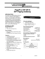 Предварительный просмотр 1 страницы Valcom PagePro VIP-201A Manual