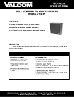 Предварительный просмотр 1 страницы Valcom V-1063A Technical Specifications