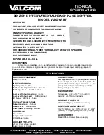 Предварительный просмотр 1 страницы Valcom V-2006AHF Technical Specifications