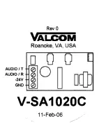 Valcom V-SA1020C Supplementary Manual предпросмотр