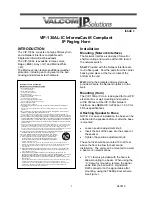 Preview for 1 page of Valcom VIP-130AL-IC Quick Start Manual