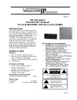 Valcom VIP-4122-D44-IC Quick Start Manual предпросмотр