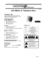 Предварительный просмотр 1 страницы Valcom VIP-490AL Quick Start Manual