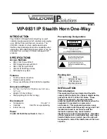 Valcom VIP-9831 Specifications предпросмотр