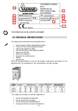 Предварительный просмотр 9 страницы Valmar SWEETY 60 TTi Handling, Operating And Maintenance Manual