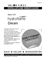 Предварительный просмотр 1 страницы Valor Fires 870 hydroflame Dream Installer And Owner Manual