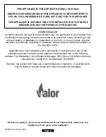 Preview for 2 page of Valor 474 Valentia Installation And Owner'S Manual