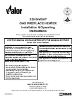 Preview for 1 page of Valor 530 B-Vent Installation & Operating Instructions Manual