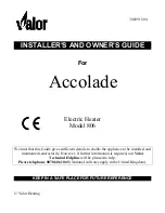 Предварительный просмотр 1 страницы Valor accolade 806 Installer'S And Owner'S Manual