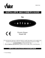 Valor alisa 802 Installer And Owner Manual preview