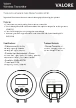 Предварительный просмотр 1 страницы Valore AC192 User Manual