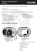 Предварительный просмотр 1 страницы Valore BTS28 Instructions