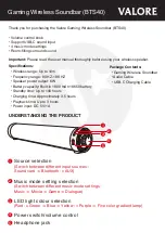 Preview for 1 page of Valore BTS40 Quick Start Manual